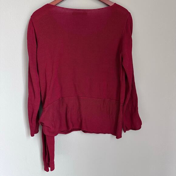 Peruvian Connection Red Textured Knit Sweater Scoop Neck Artisanal Minimalist - Picture 6 of 8